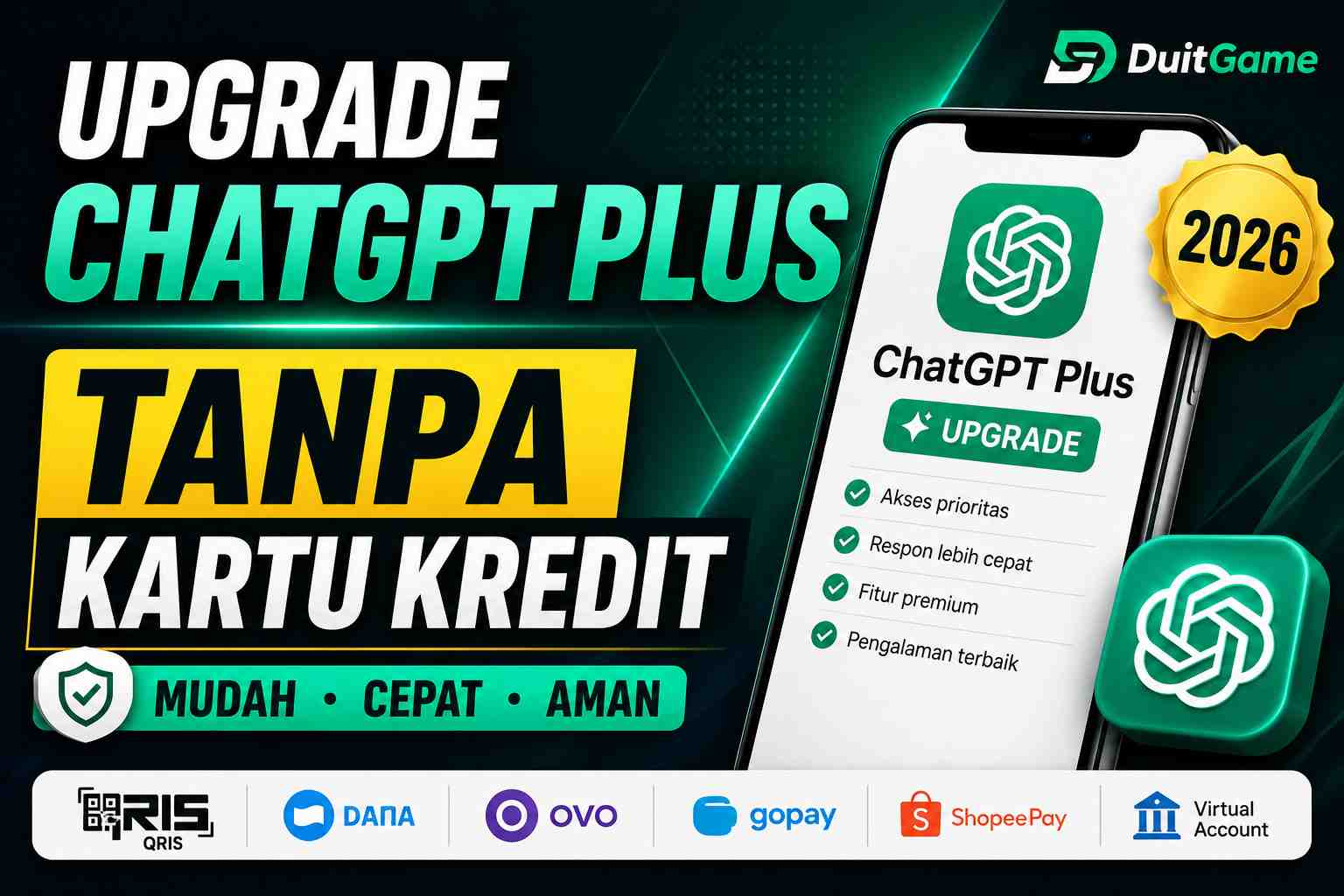 Cara Upgrade ChatGPT Plus Tanpa Kartu Kredit di Indonesia (2026)