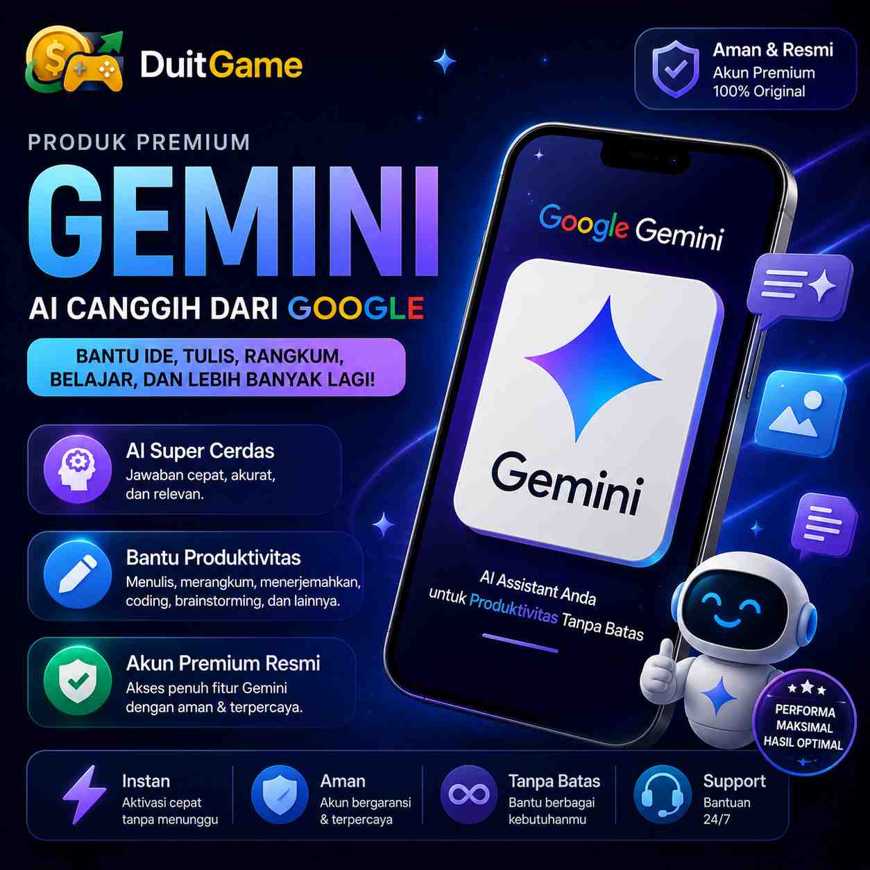 Kini Tersedia di DuitGame: Google Gemini Premium untuk Produktivitas Tanpa Batas